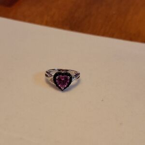 Heart-Shaped Purple Silver Ring